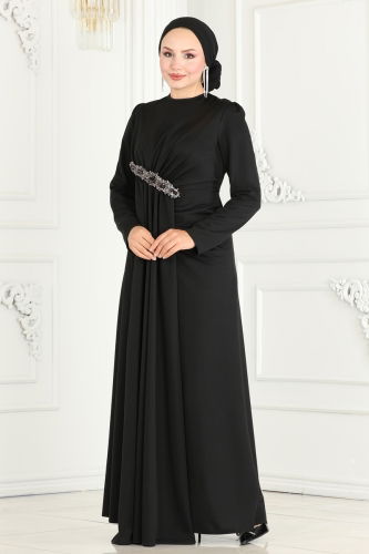 moda selvim Evening Dress 2521SL432 Black - Thumbnail