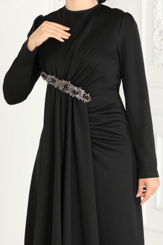 moda selvim Evening Dress 2521SL432 Black - Thumbnail