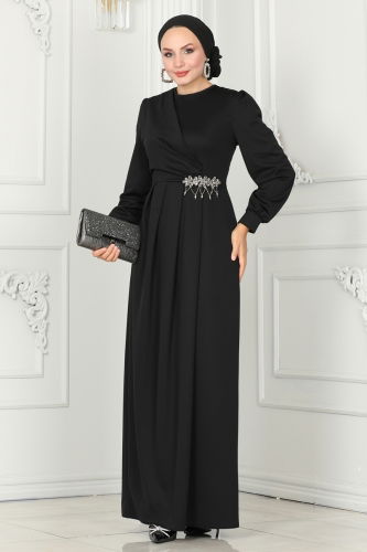 S.L. - EVENING DRESS 2525SL432 Black Crocodile