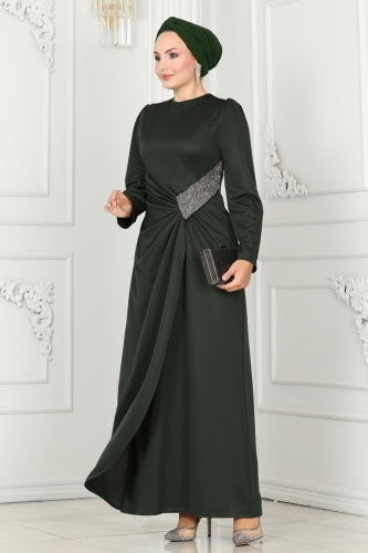 moda selvim EVENING DRESS 2526SL432 Emerald - Thumbnail