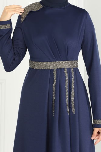 moda selvim EVENING DRESS 2529SL432 Navy Blue - Thumbnail