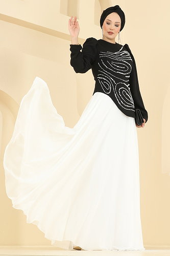 moda selvim Evening Dress 257DMNK1166 Black - Thumbnail