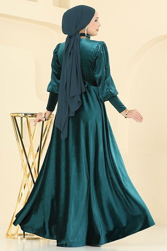 moda selvim Evening Dress 2586MEY846 Emerald - Thumbnail