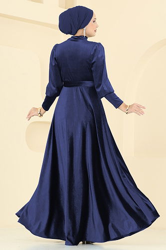 moda selvim Evening Dress 2586MEY846 Navy Blue - Thumbnail