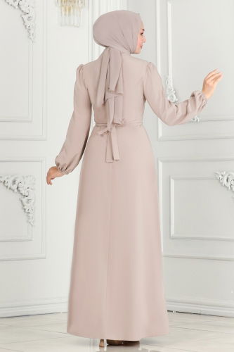 moda selvim فستان سهرة بيج 2646ASMK1074 - Thumbnail