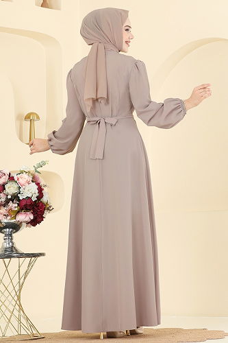 moda selvim فستان سهرة بيج 2646ASMK1074 - Thumbnail