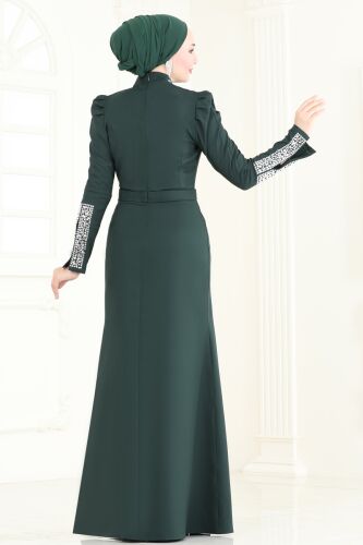 moda selvim Evening Dress 2697ASMK1074 Emerald - Thumbnail