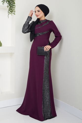 A.S.M.K. - Evening Dress 2710ASMK1074 Damson