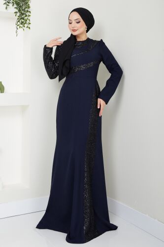 A.S.M.K. - Evening Dress 2710ASMK1074 Navy Blue