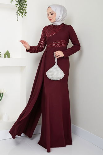 A.S.M.K. - Evening Dress 2711ASMK1074 Burgundy