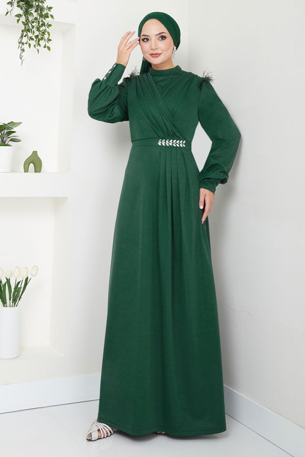 Modaselvim NET 20%+20% DISCOUNT IN THE CARD EVENING DRESS 271DVL897-M Emerald