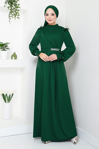 moda selvim EVENING DRESS 271DVL897-M Emerald - Thumbnail