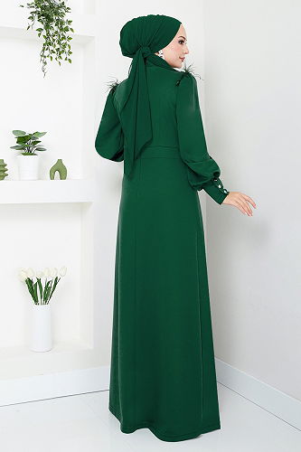 moda selvim EVENING DRESS 271DVL897-M Emerald - Thumbnail