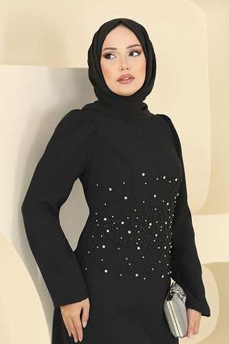 moda selvim Evening Dress 2727SL432 Black - Thumbnail