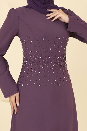 moda selvim Evening Dress 2727SL432 Dark Lilac - Thumbnail