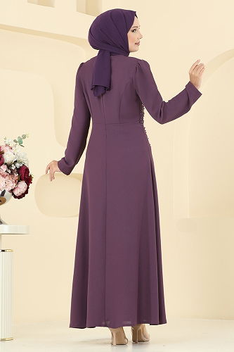 moda selvim Evening Dress 2727SL432 Dark Lilac - Thumbnail