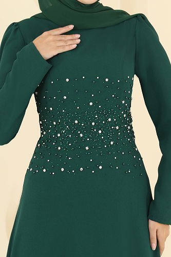 moda selvim Evening Dress 2727SL432 Emerald - Thumbnail