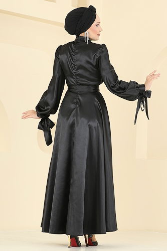 moda selvim Evening Dress 2746ASMK1074 Black - Thumbnail