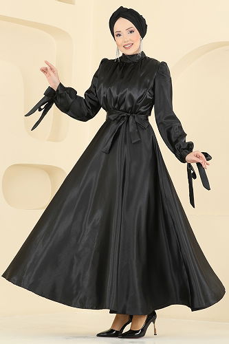 moda selvim فستان سهرة أسود 2746ASMK1074 - Thumbnail
