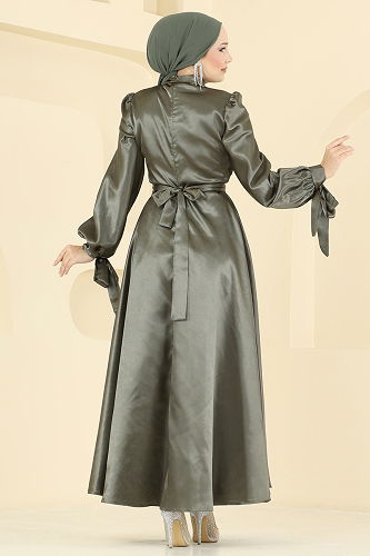 moda selvim فستان سهرة اخضر عفني 2746ASMK1074 - Thumbnail