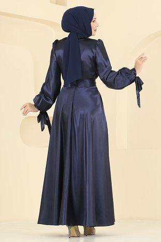 moda selvim فستان سهرة كحلي 2746ASMK1074 - Thumbnail