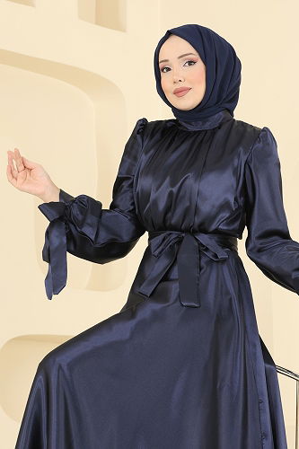 moda selvim فستان سهرة كحلي 2746ASMK1074 - Thumbnail