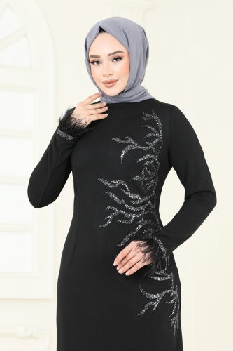 moda selvim فستان سهرة أسود 2747ASMK1074 - Thumbnail