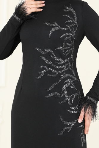 moda selvim فستان سهرة أسود 2747ASMK1074 - Thumbnail