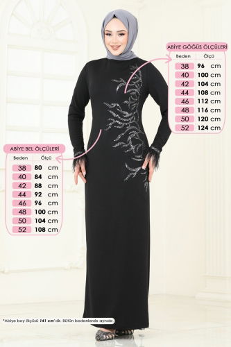 moda selvim فستان سهرة أسود 2747ASMK1074 - Thumbnail