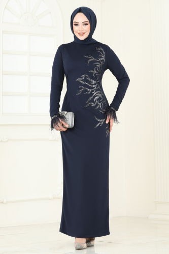 A.S.M.K. - Evening Dress 2747ASMK1074 Navy Blue