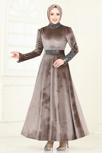 moda selvim Evening Dress 2776ASMK1074 Dark Vision - Thumbnail