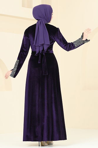 moda selvim فستان سهرة أرجواني 2776ASMK1074 - Thumbnail