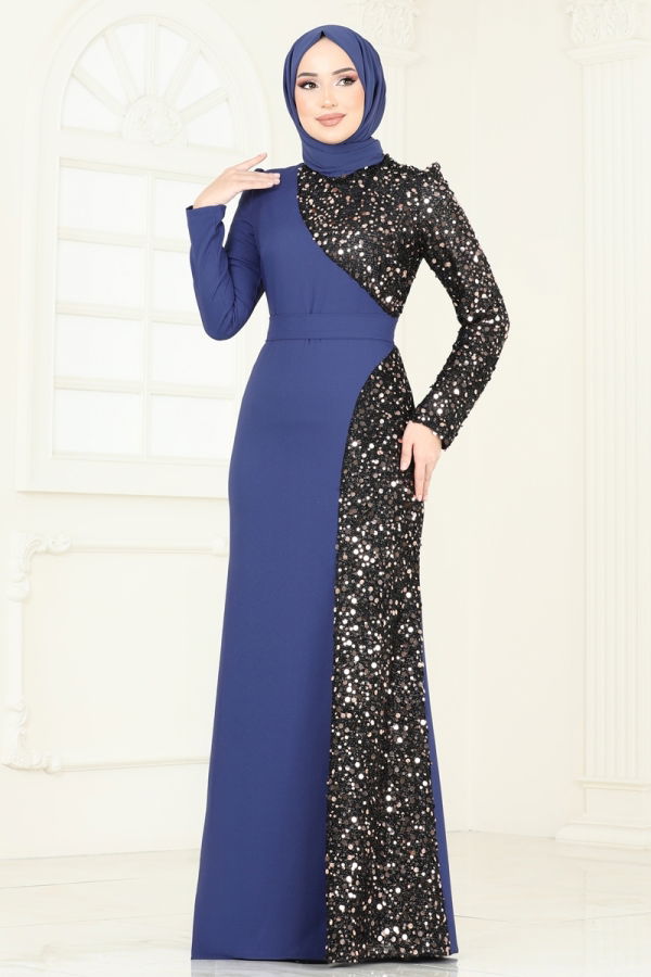 Evening Dress 2777ASMK1074 Indigo - 1