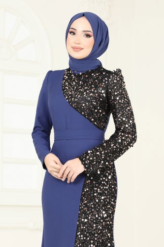 Evening Dress 2777ASMK1074 Indigo - 3