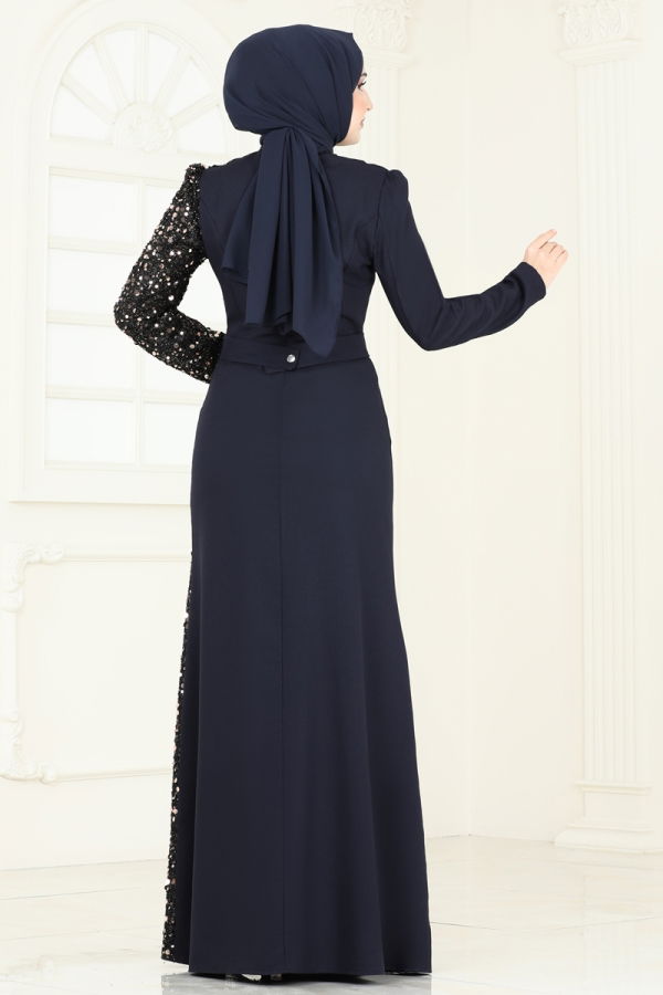 Evening Dress 2777ASMK1074 Navy Blue - 4