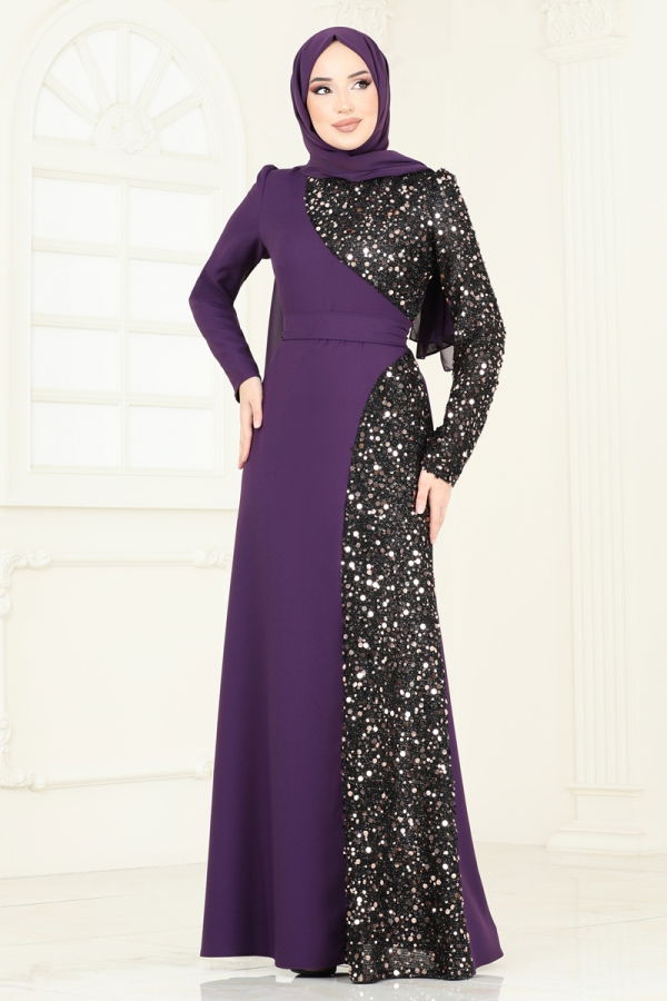 Evening Dress 2777ASMK1074 Purple - 2