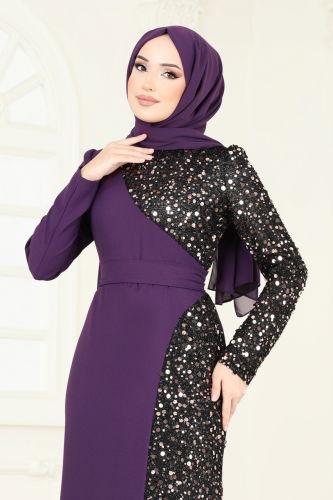 Evening Dress 2777ASMK1074 Purple - 3