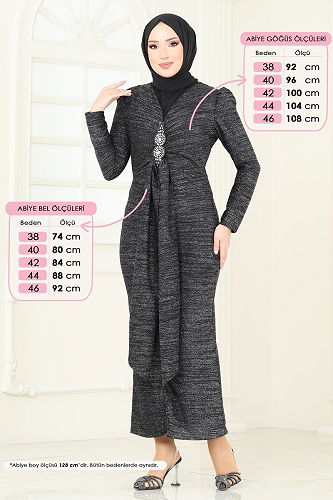 moda selvim فستان سهرة أسود 2782ASMK1074 - Thumbnail