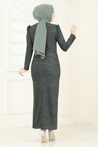 moda selvim Evening Dress 2782ASMK1074 Khaki - Thumbnail