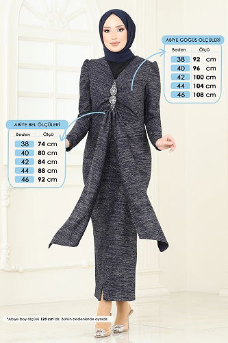 moda selvim فستان سهرة كحلي 2782ASMK1074 - Thumbnail