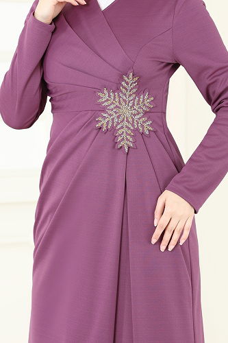 moda selvim Evening Dress 2792ASMK1074 Rose Dried - Thumbnail