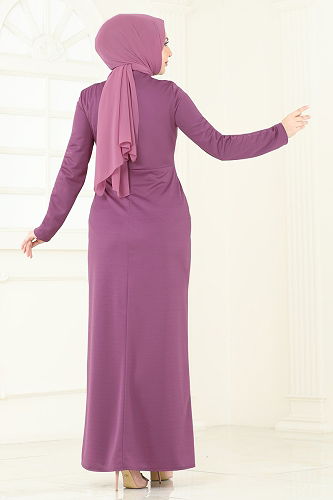 moda selvim Evening Dress 2792ASMK1074 Rose Dried - Thumbnail