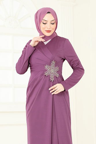 moda selvim فستان سهرة وردي 2792ASMK1074 - Thumbnail