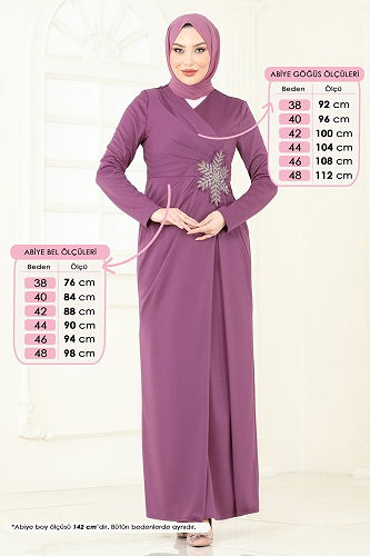 moda selvim فستان سهرة وردي 2792ASMK1074 - Thumbnail