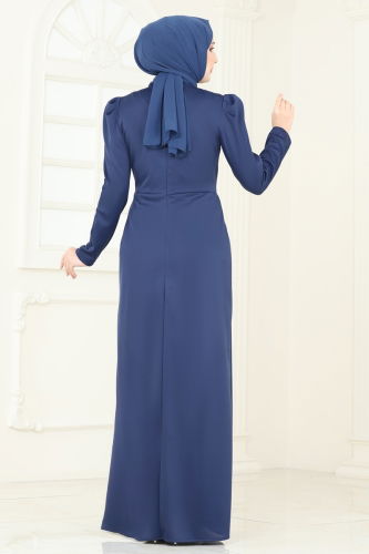 moda selvim فستان سهرة كحلي 2793ASMK1074 - Thumbnail