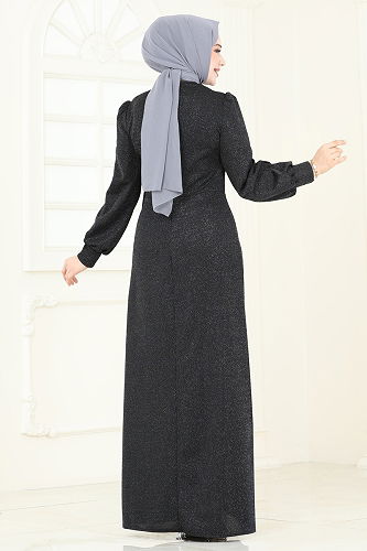 moda selvim فستان سهرة أسود 2801ASMK1074 - Thumbnail