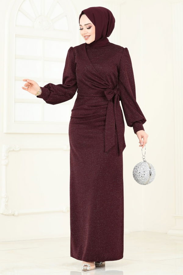 Modaselvim فستان سهرة فستان سهرة خمري 2801ASMK1074