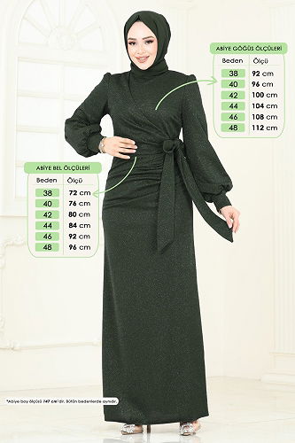 moda selvim Evening Dress 2801ASMK1074 Emerald - Thumbnail