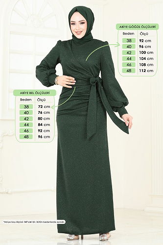 moda selvim Evening Dress 2801ASMK1074 Khaki - Thumbnail