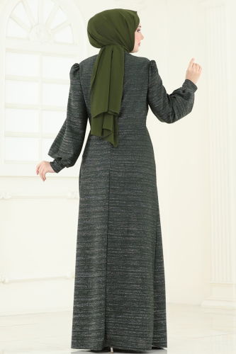 moda selvim Evening Dress 2807ASMK1074 Khaki - Thumbnail